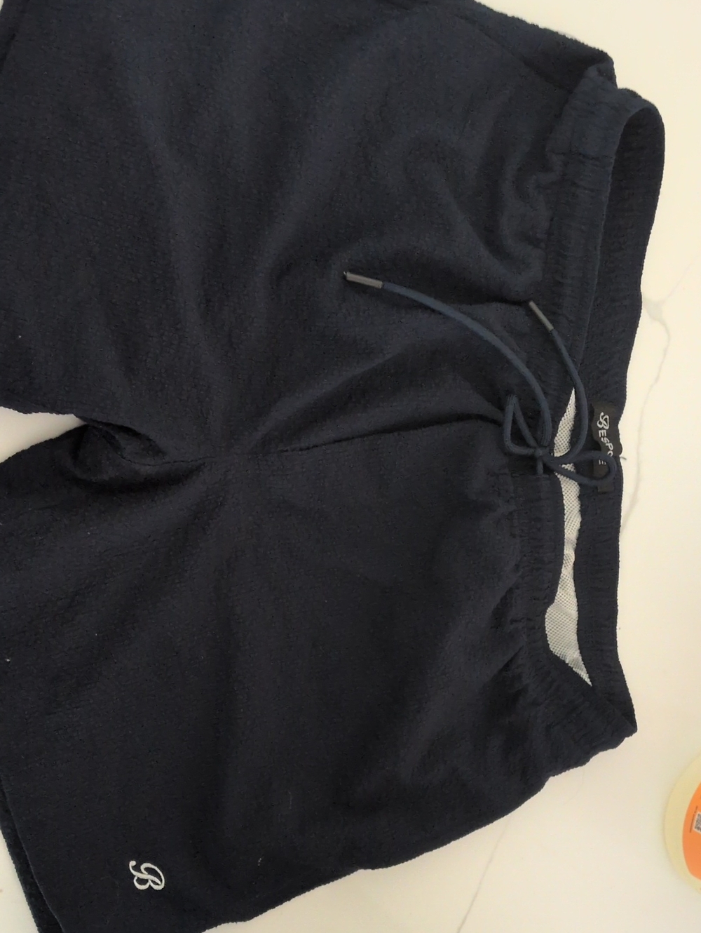 Bespoke Navy Blue Men's Swim Trunks